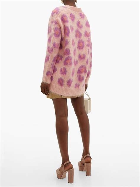 miu miu pink leopard cardigan|miumiu sweaters for women.